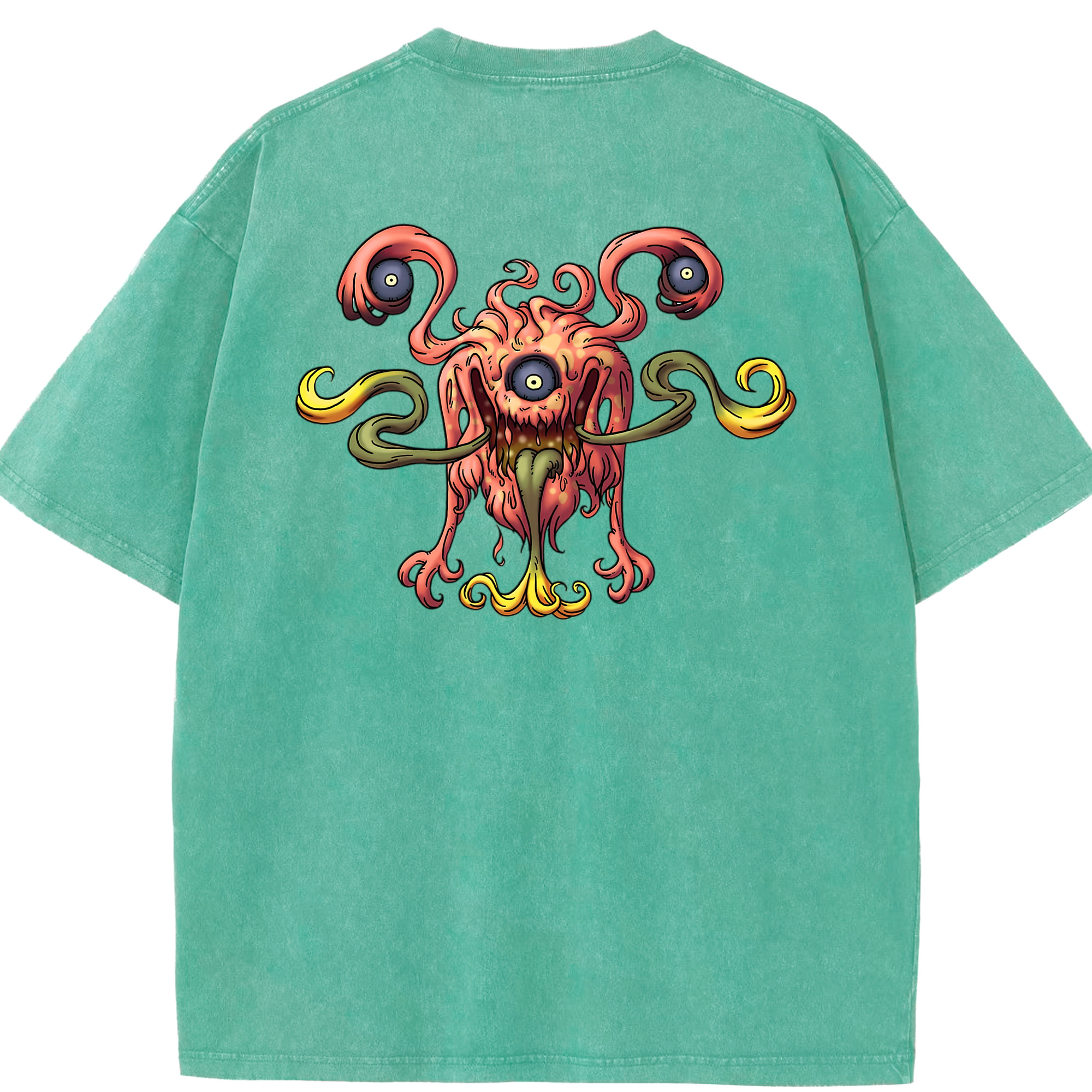 （画像用） ドラゴンクエスト Doragon Kuesuto Dragon Quest 綿100% ヴィンテージ風 半袖Tシャツ（背面プリント）